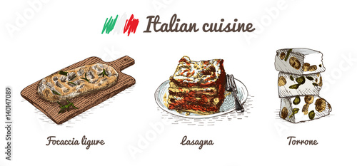 Italian menu colorful illustration.