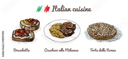 Italian menu colorful illustration.