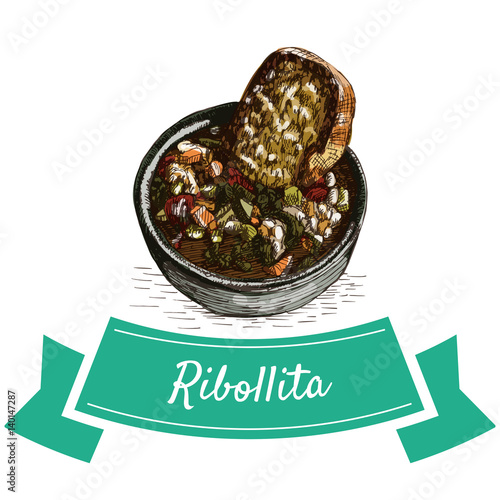 Ribollita colorful illustration.
