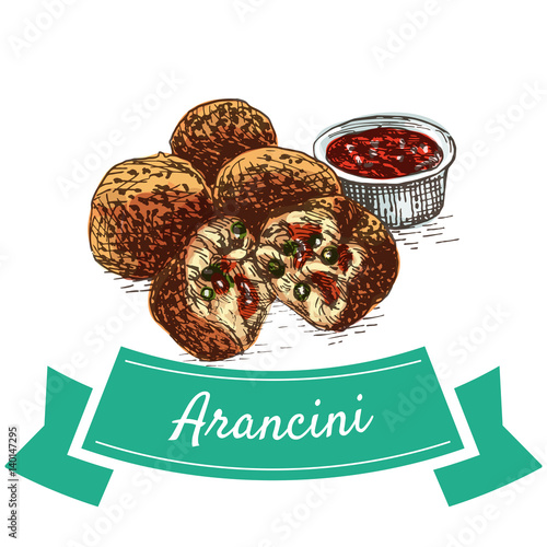 Arancini colorful illustration.