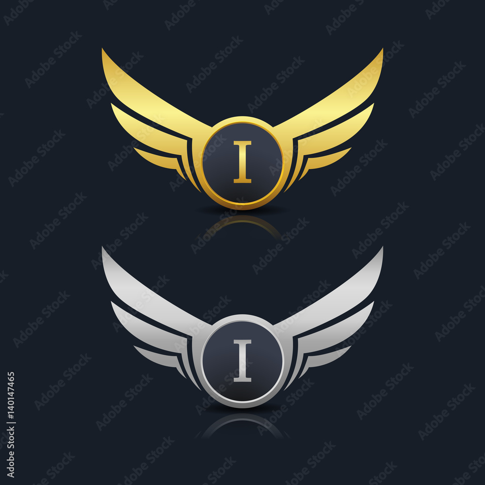 Wings Shield Letter I Logo Template Wings Shield Letter I Logo Template