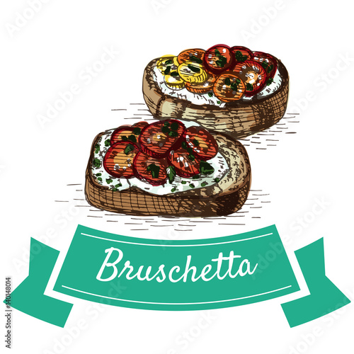 Bruschetta colorful illustration.