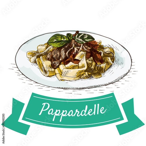 Pappardelle colorful illustration.