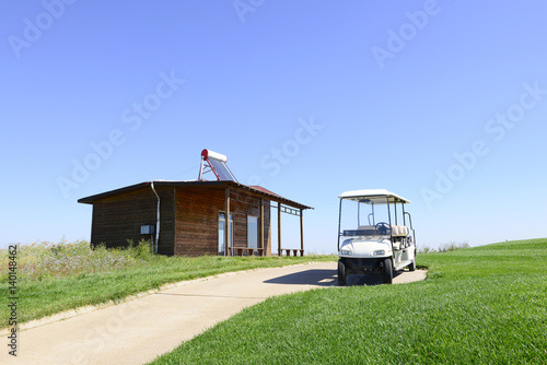 Golf cart in a golf course