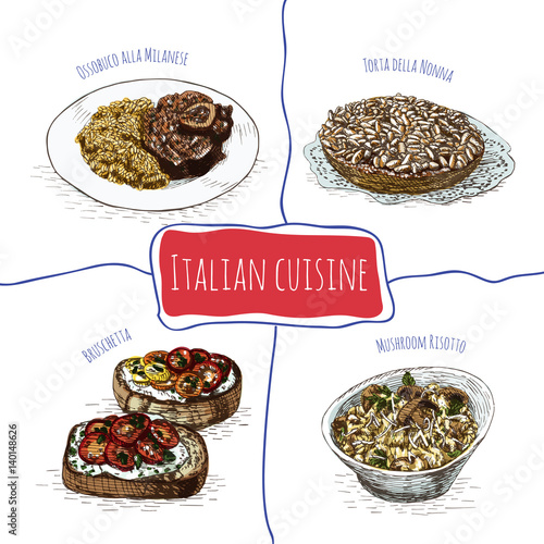 Italian menu colorful illustration.