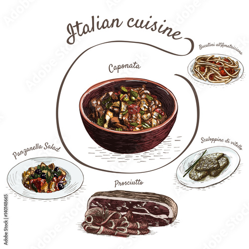 Italian menu colorful illustration.