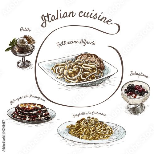 Italian menu colorful illustration.