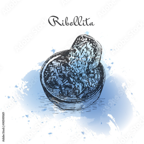 Ribollita watercolor effect illustration.