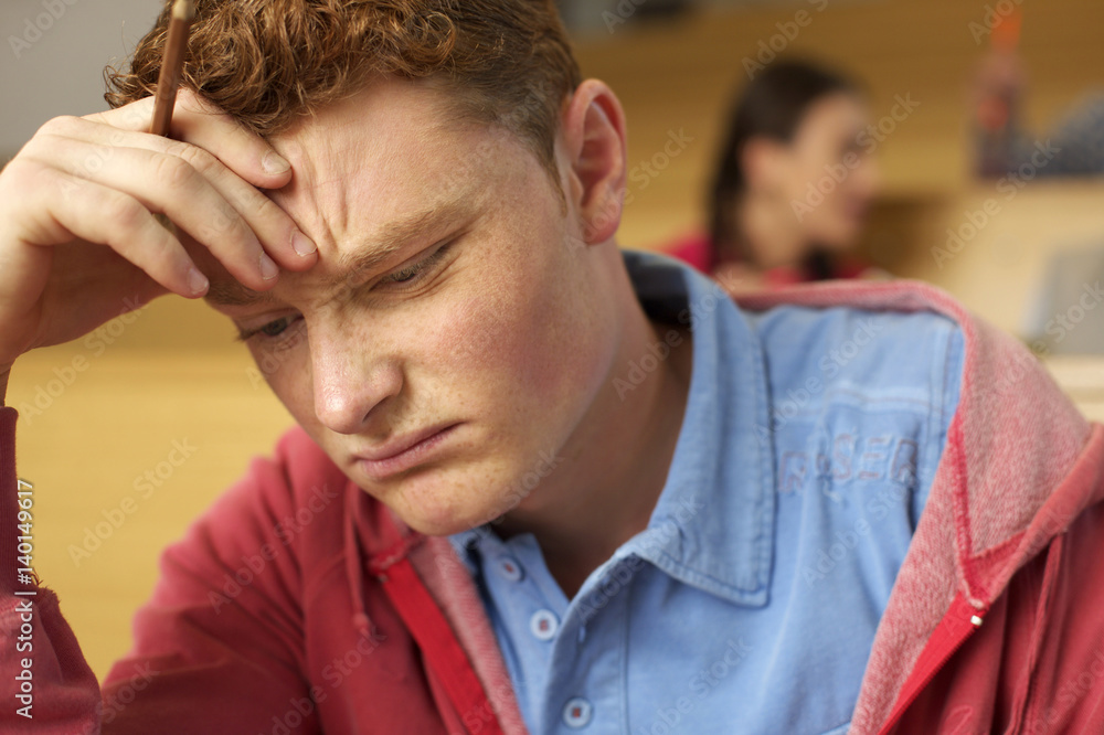 Obraz premium Reflective student in a lecture auditorium 