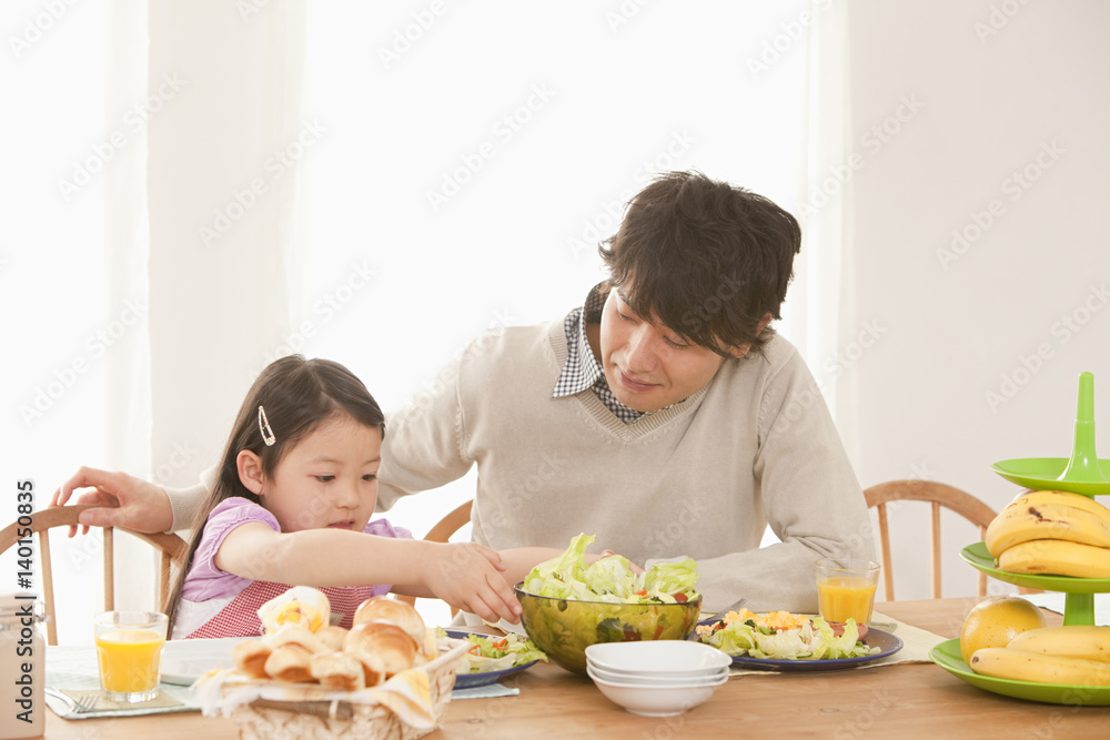 Father and Daughter at Breakfast Table Father and Daughter at Breakfast Table