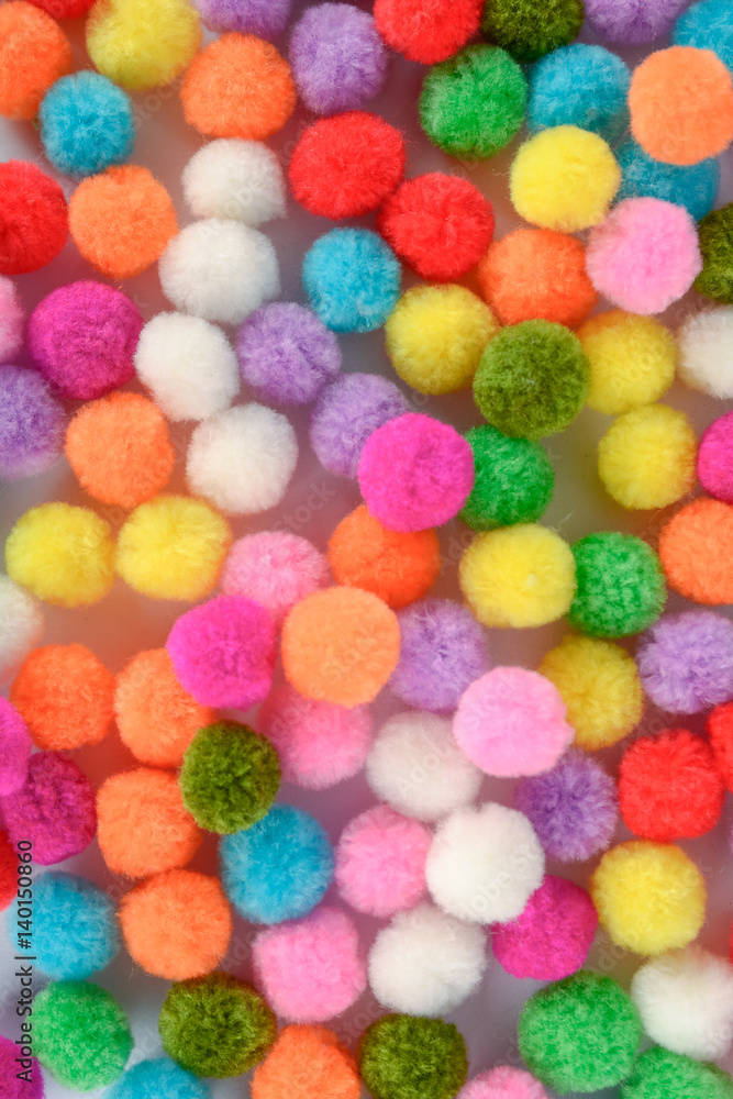 A colorful of Pom Pom background A colorful of Pom Pom background