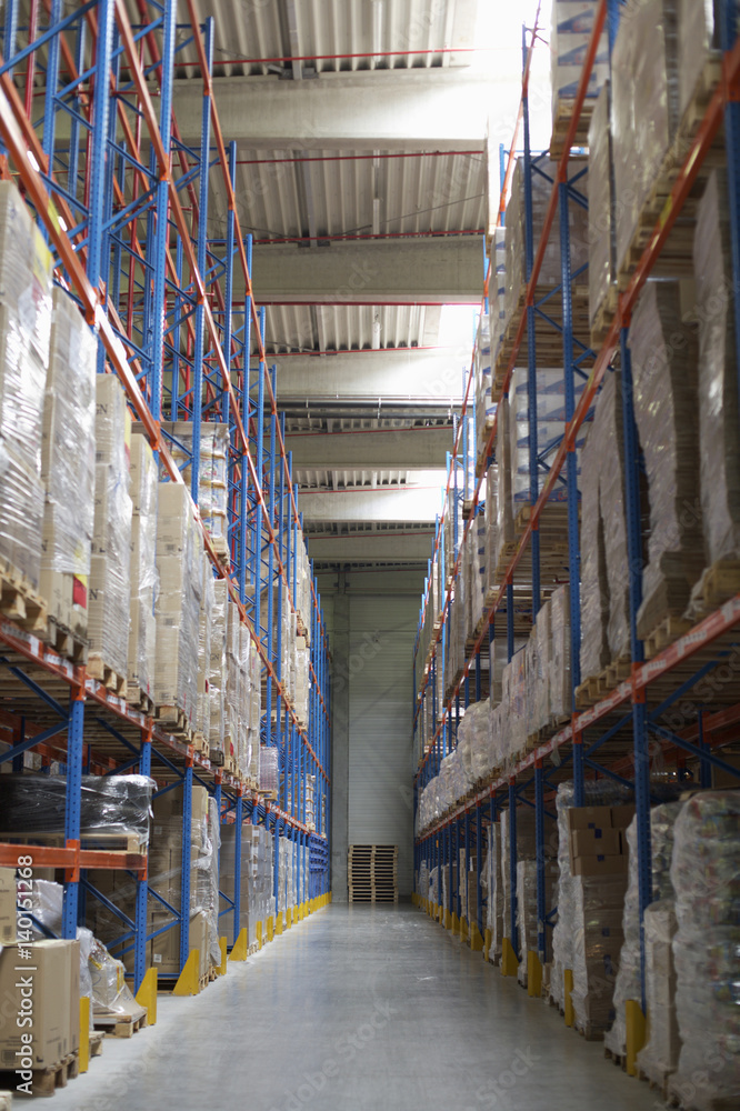 Fototapeta premium Shelves in a warehouse