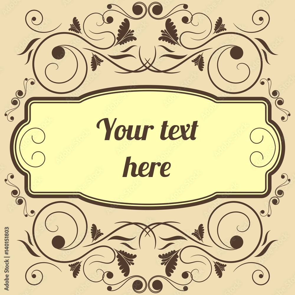 Editable Square Vintage Swirl Frame Vector for Text Background