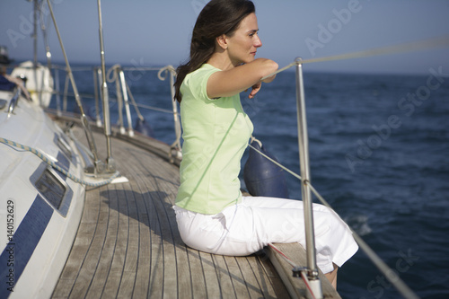 Woman sitting on a Yacht