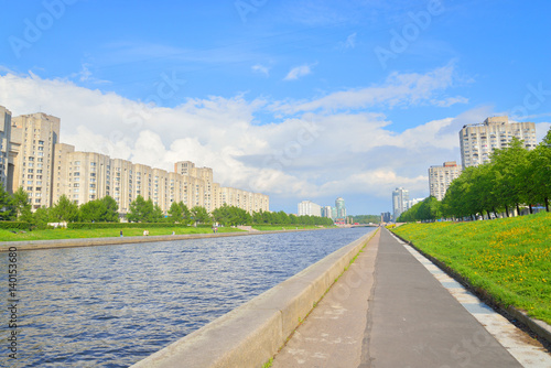 View of Smolenka River and Novo Smolenskaya embankment. photo