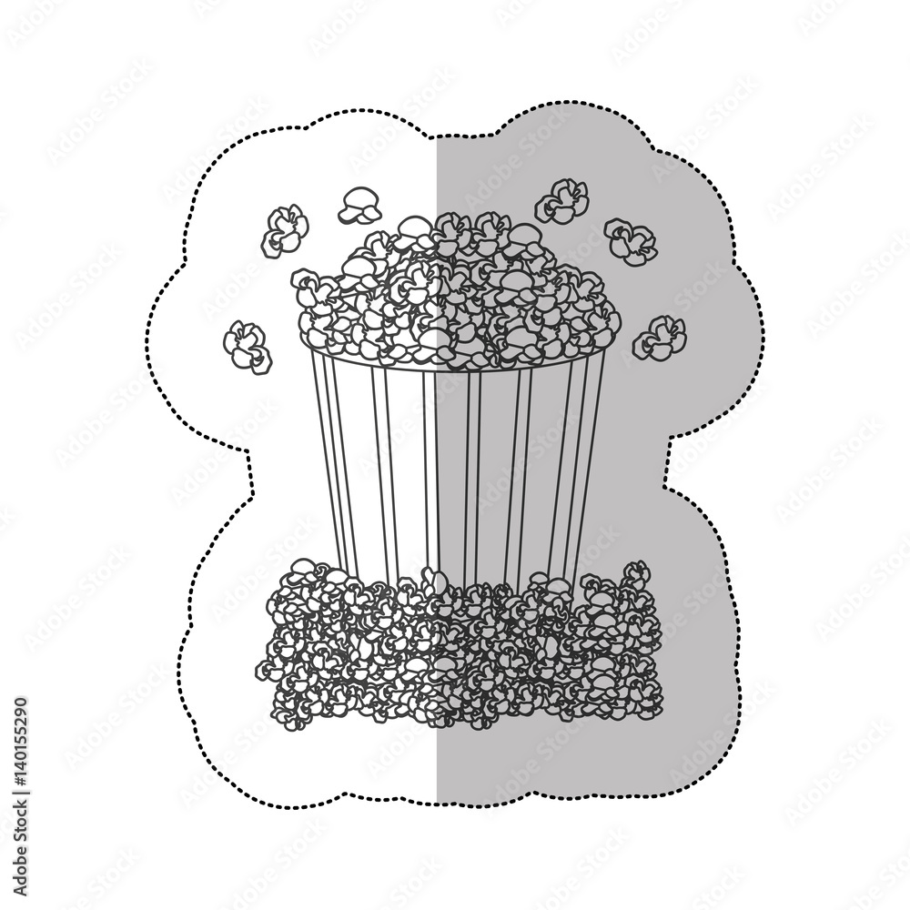 grayscale contour sticker of popcorn container vector illustration Stock Vector Adobe Stock