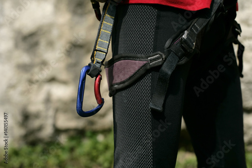 Climbing equipment worn by a man