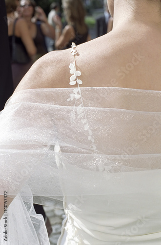Bride with Veil around her naked Shoulder - Wedding Dress - Skin - Wedding