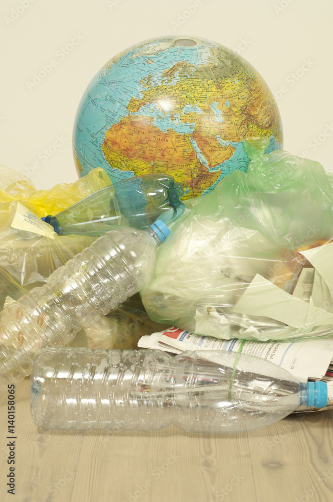 Recyclable waste and globe Recyclable waste and globe