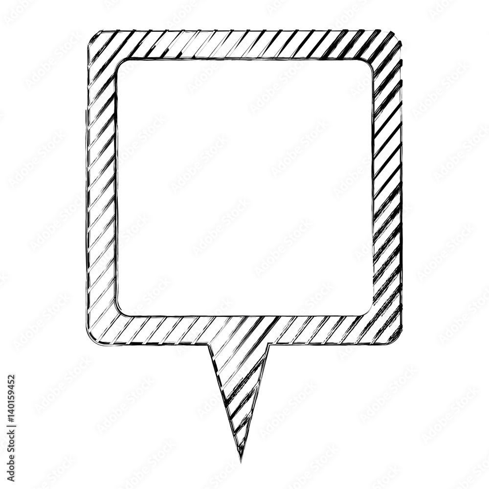 monochrome sketch of square speech with tail and contour of stripes vector illustration monochrome sketch of square speech with tail and contour of stripes vector illustration
