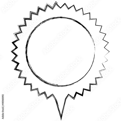 monochrome sketch of circular speech with sawtooth contour and tail vector illustration