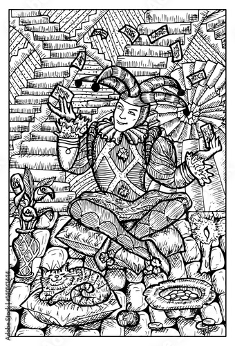 The Fool. Engraved fantasy illustration. See all collection in my portfolio