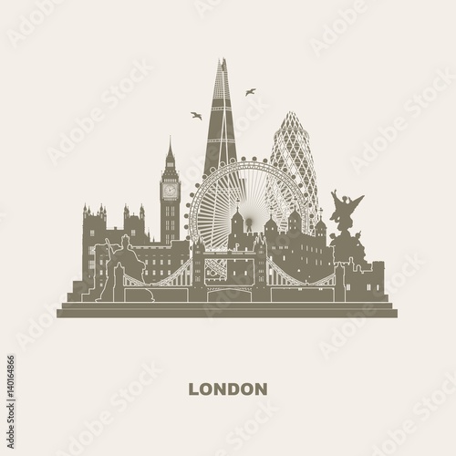London England skyline tattoo walltattoo sightseeing city tour shadow - Schattenriss Tatoo Wandtatoo Sehenswürdigkeiten Stadtrundfahrt Stadtbesichtigung