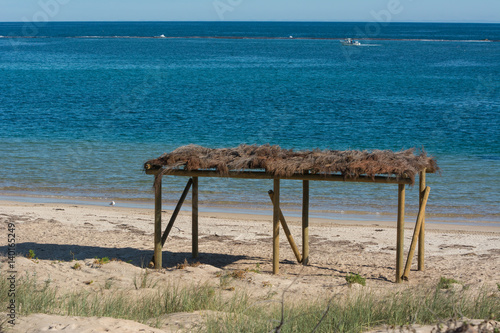 View of Port Gregory with the wood supports a small fishing industry. Located near the mouth of Hutt River