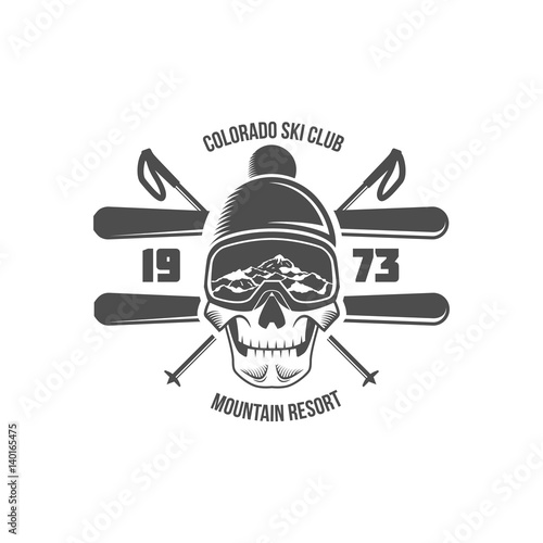 vintage skiing label badge and design elements
