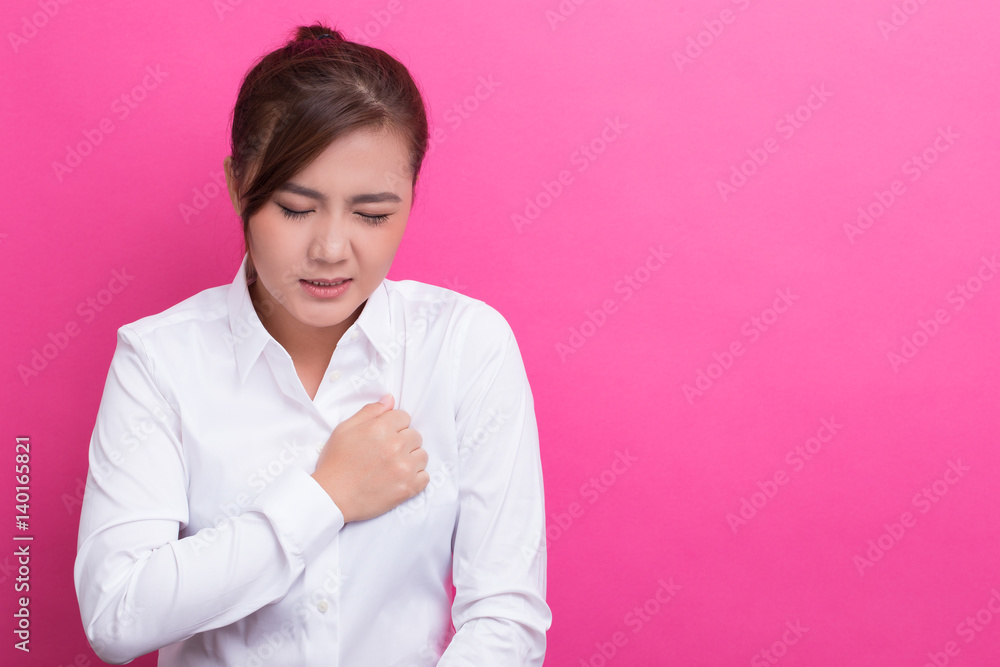 Woman has chest pain Woman has chest pain