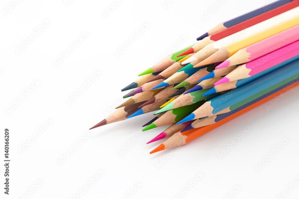 Multiple colours wooden pencil on white background Multiple colours wooden pencil on white background