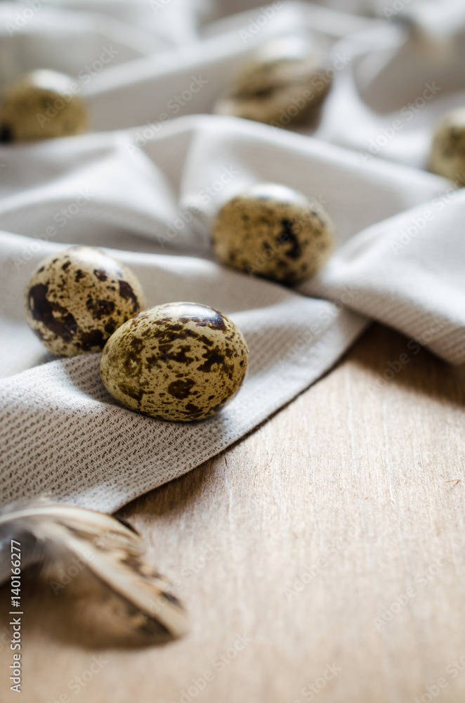 Fresh Organic Quail Eggs on Wooden Table. Fresh Organic Quail Eggs on Wooden Table.