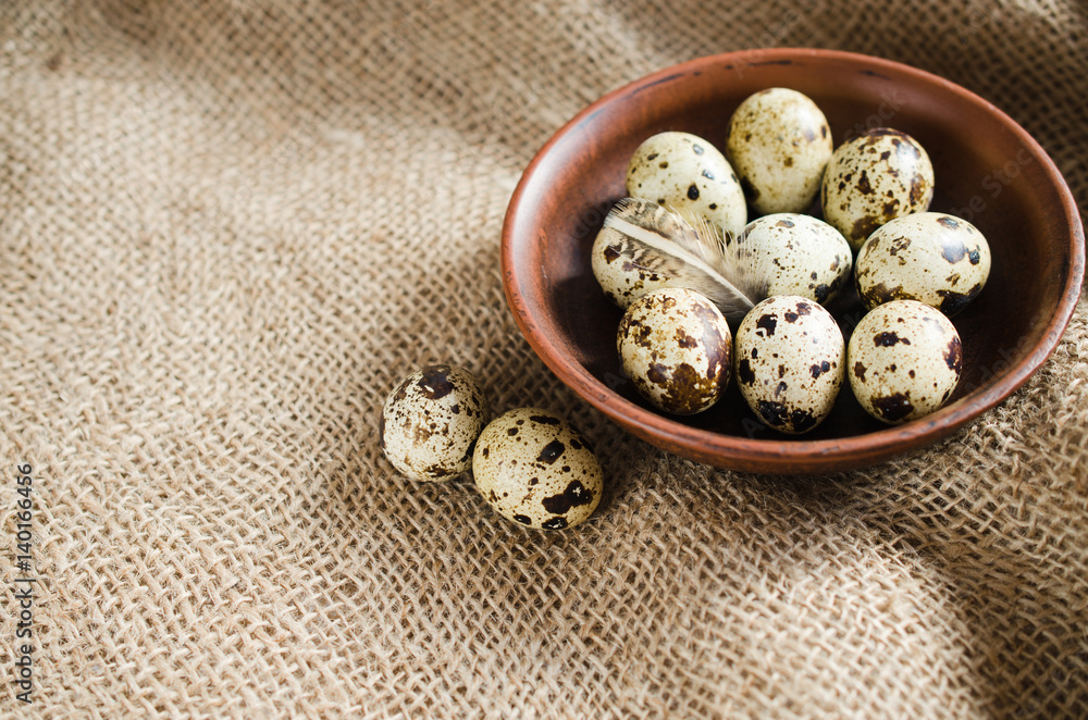 Fresh Organic Quail Eggs in a Ceramic Bowl. Fresh Organic Quail Eggs in a Ceramic Bowl.