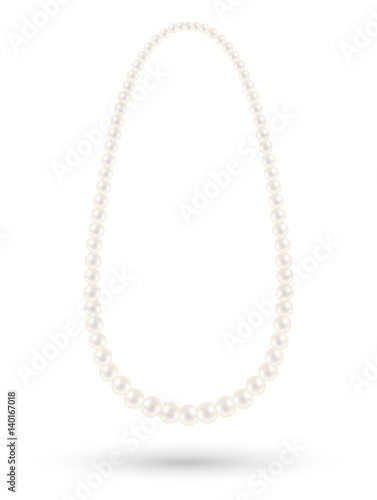 real white pearl necklace vector on a white background