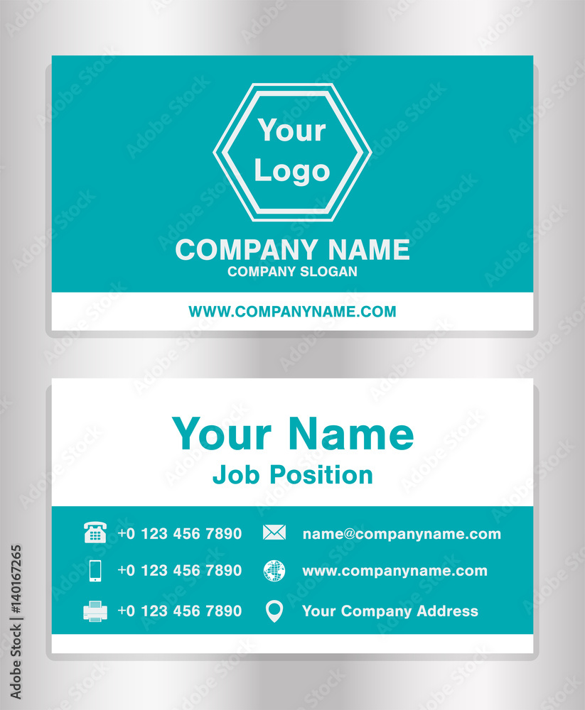 Obraz premium simple bright blue theme business name card template vector