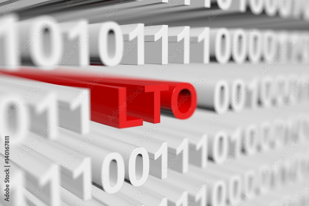 lto as a binary code with blurred background 3D illustration