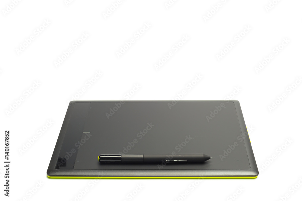Graphic tablet with pen for illustrators and designers, isolated on white background Graphic tablet with pen for illustrators and designers, isolated on white background
