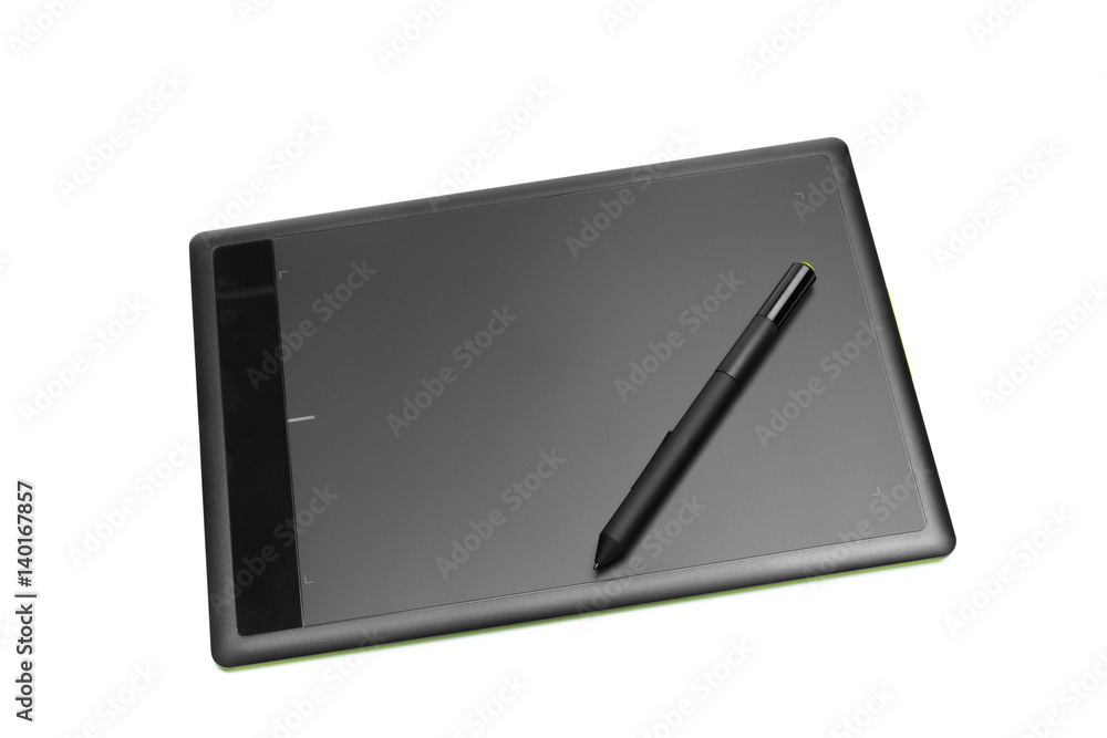 Graphic tablet with pen for illustrators and designers, isolated on white background Graphic tablet with pen for illustrators and designers, isolated on white background