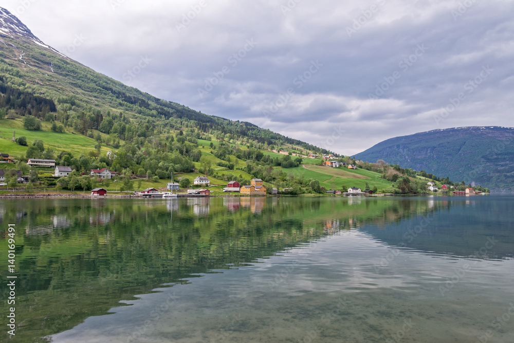 Innvikfjorden at Olden town, Norway.