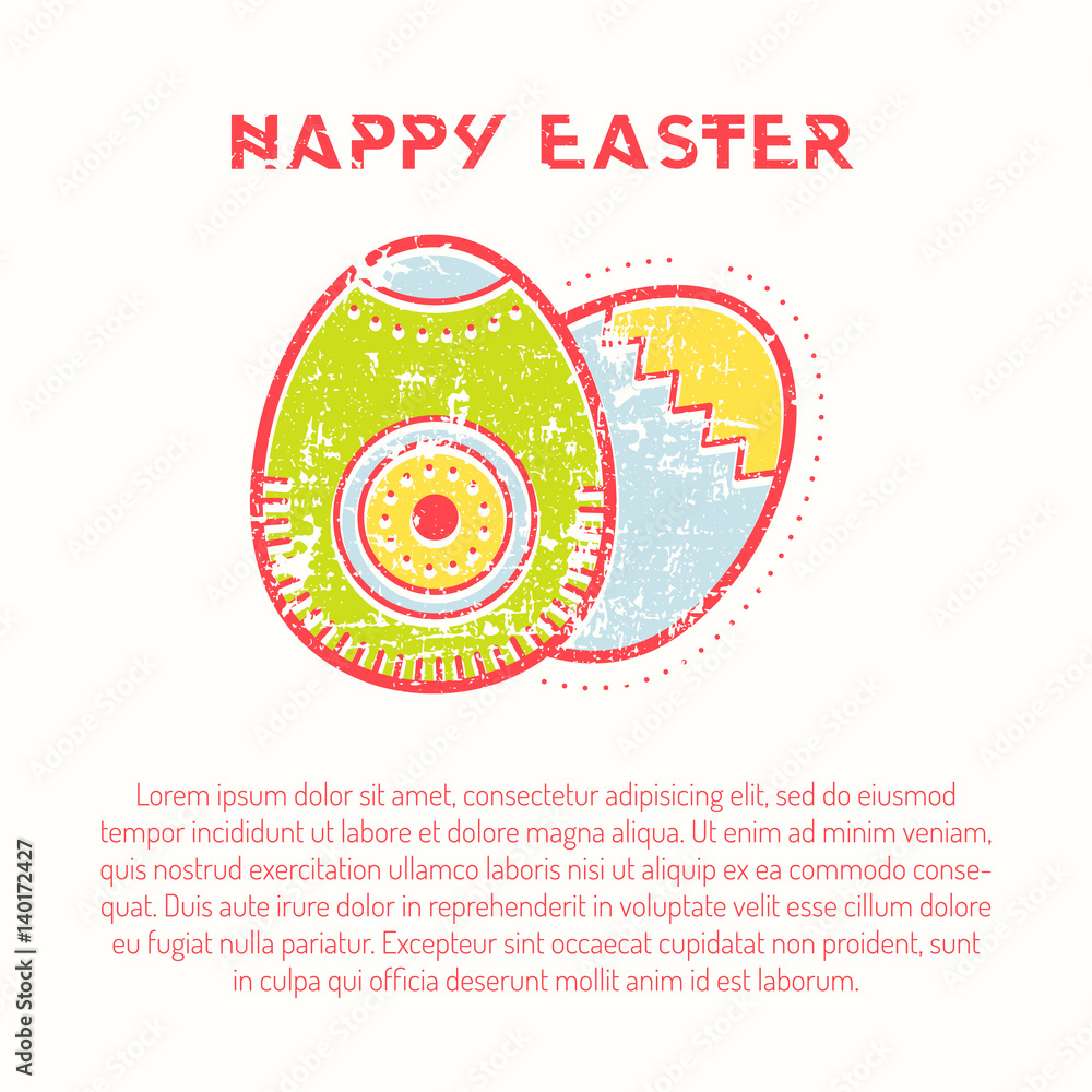 Happy easter Greeting card template with Easter eggs Happy easter Greeting card template with Easter eggs