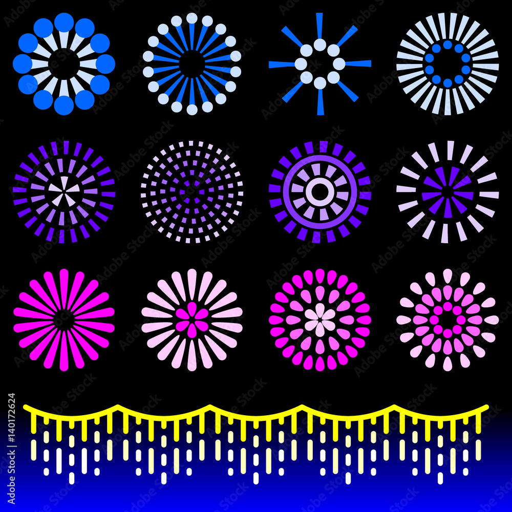 花火アイコンセット Stock ベクター Adobe Stock