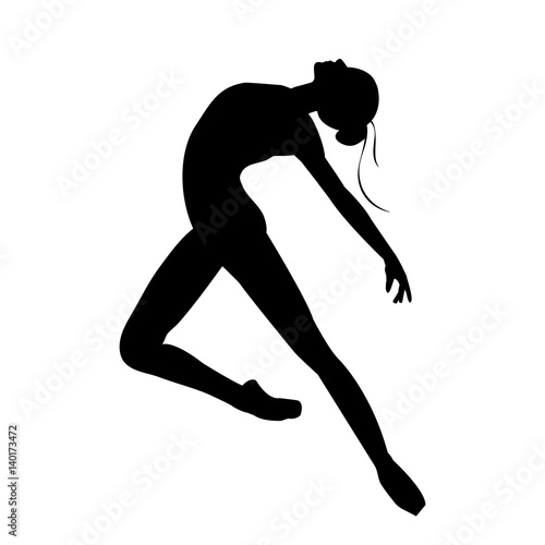 Silhouette of the ballerina on a white background , vector. Ballet, dance.Flight.