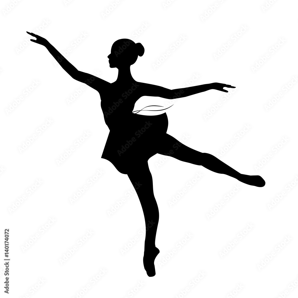 Silhouette of a dancing ballerina on a white background , sketch , vector. Ballet, dance.