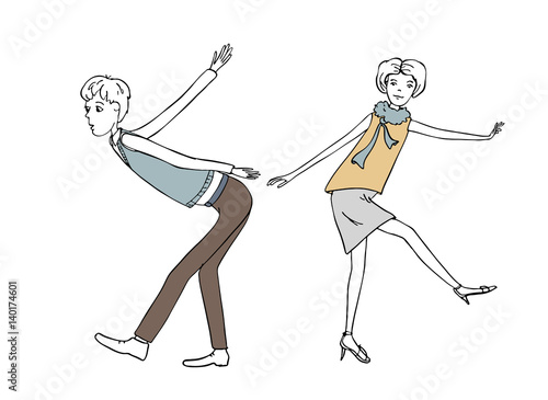 dancing couple vintage illustration