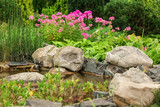 Natural stone pond as landscaping design element