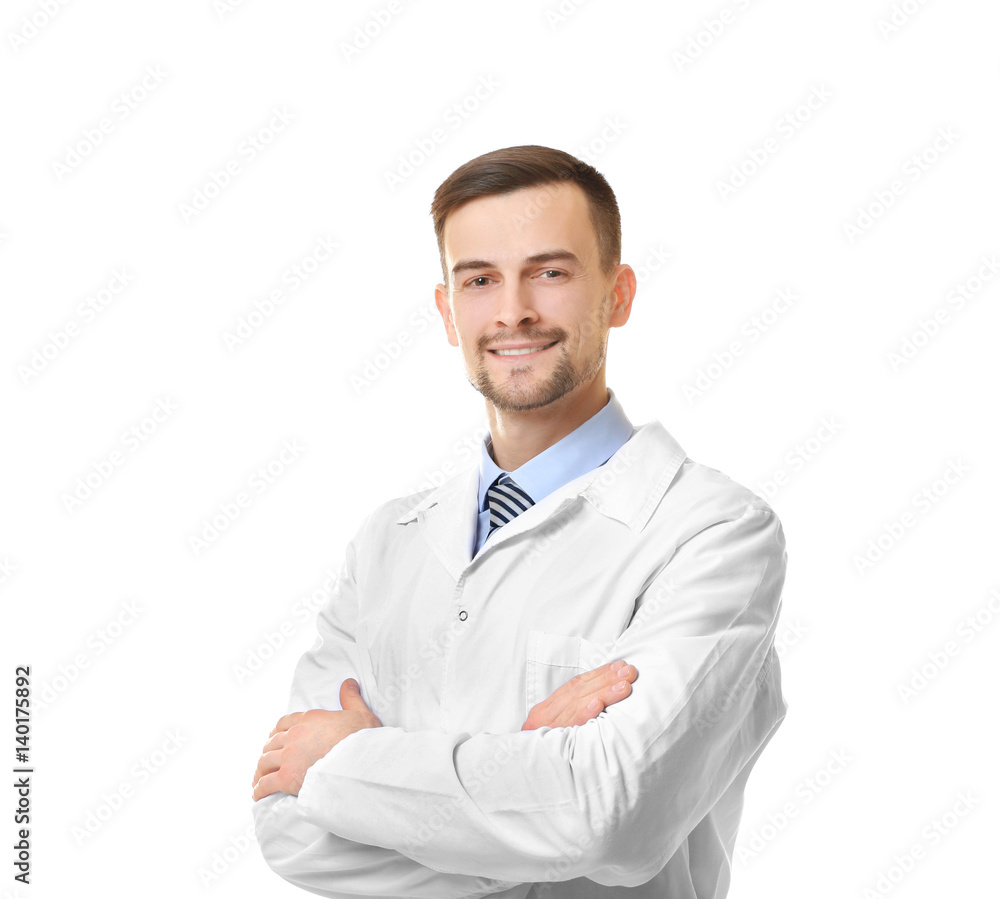 Handsome young doctor on white background Handsome young doctor on white background