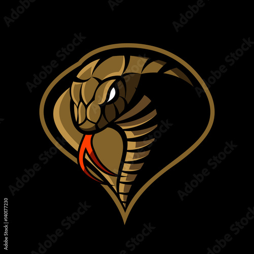 Furious cobra sport vector logo concept isolated on dark background. Modern military professional team badge design.
Premium quality wild snake t-shirt tee print illustration.