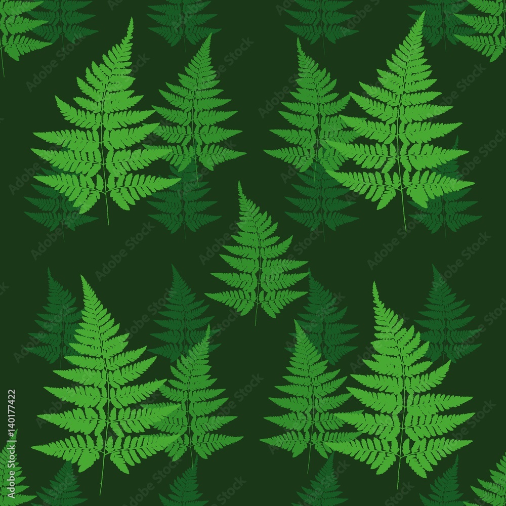 Seamless pattern with fern leaves. Vector stock illustration.  