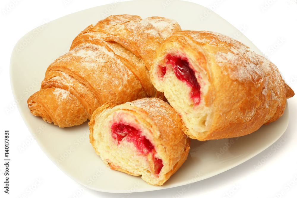 fresh croissant isolated on white background fresh croissant isolated on white background