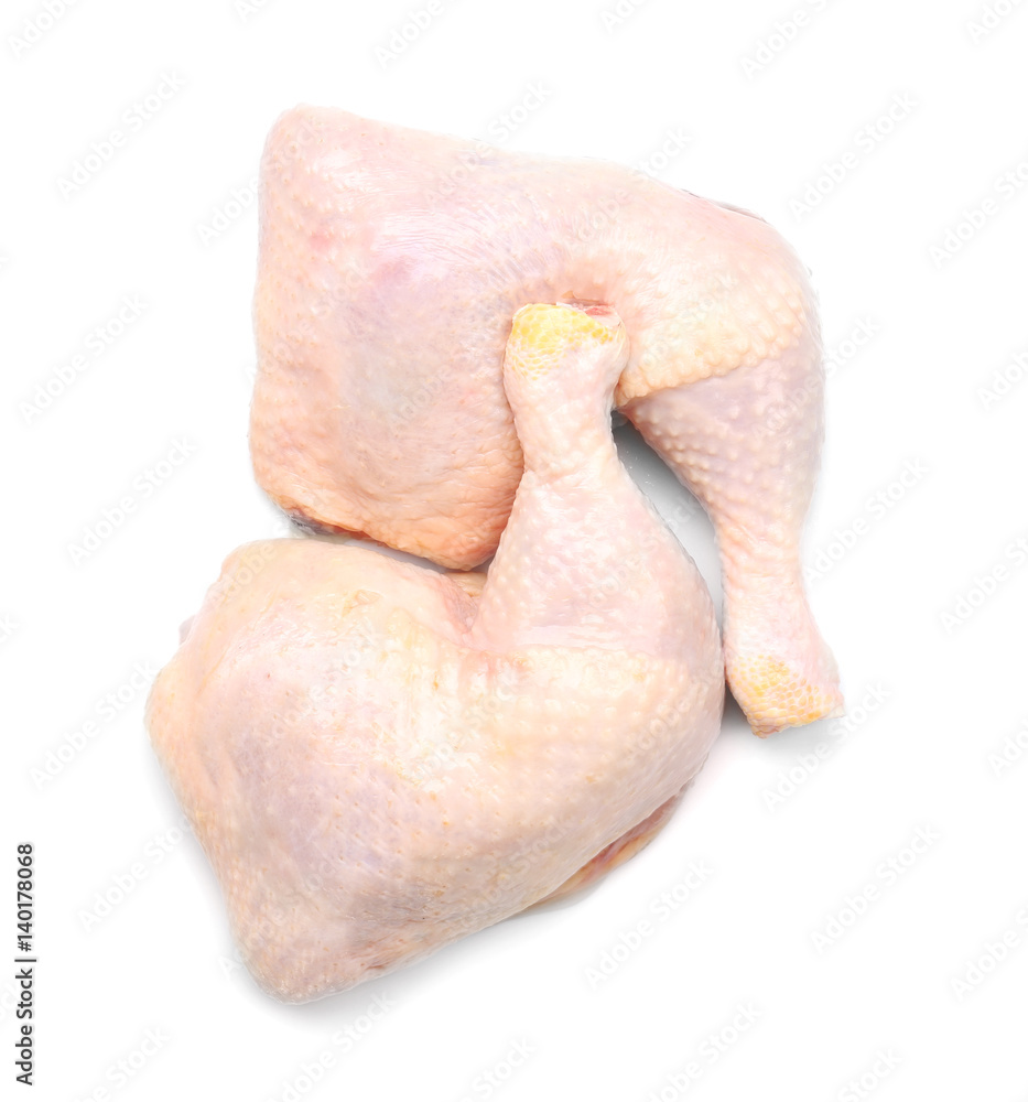 Fototapeta premium Raw chicken thighs on white background